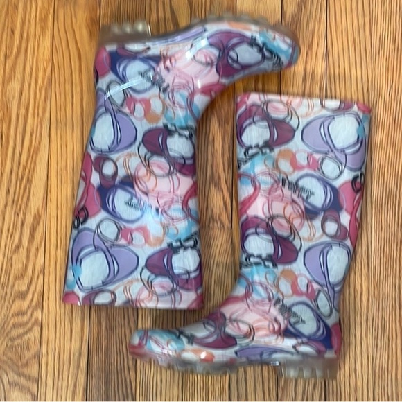 Coach Poppy Rain Boots Signature Monogram Multi-Colored Size 6 - Picture 2 of 9